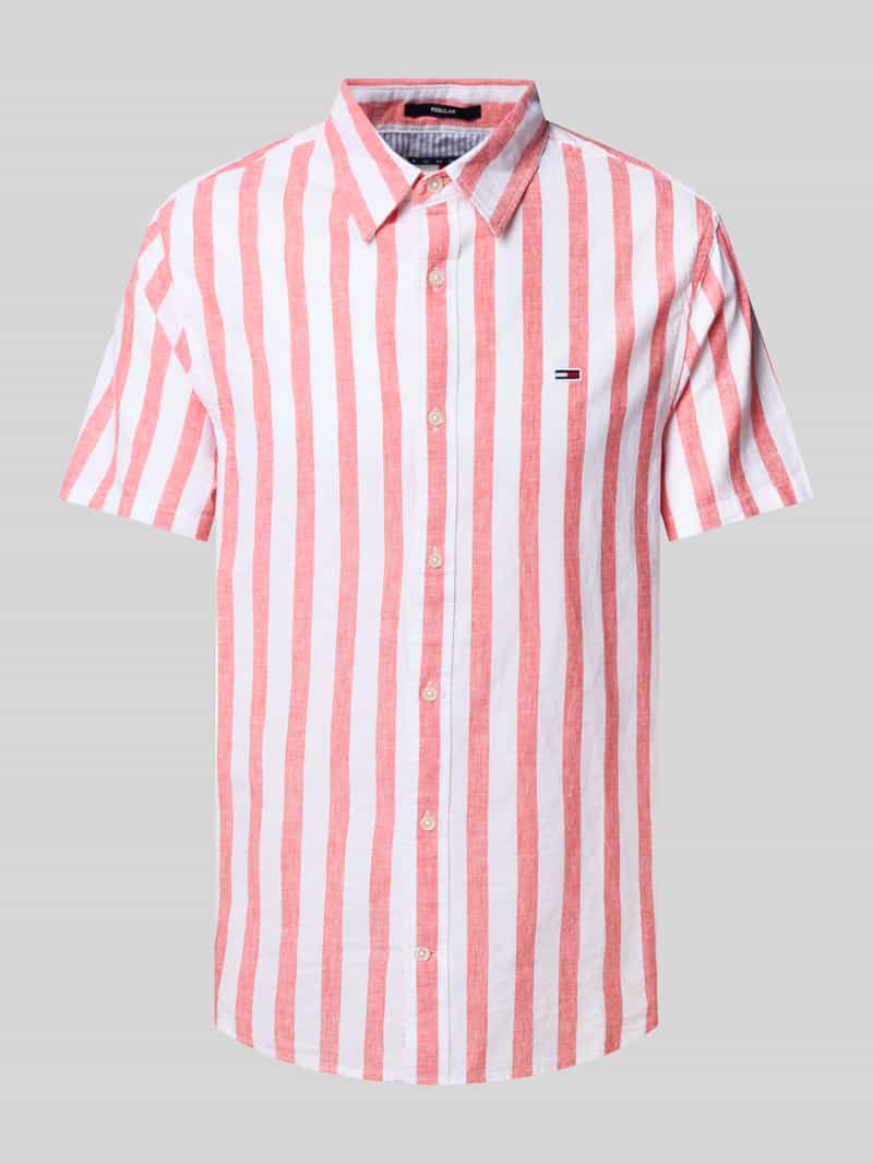 Koszula casualowa o kroju regular fit z mieszanki bawełny i lnu