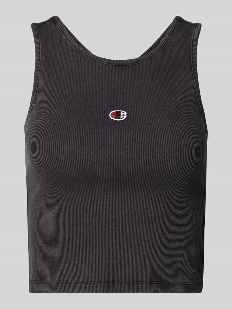 Top krótki o kroju fitted fit z wyhaftowanym logo