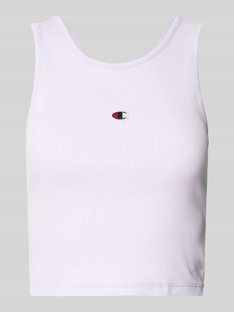 Top krótki o kroju fitted fit z wyhaftowanym logo