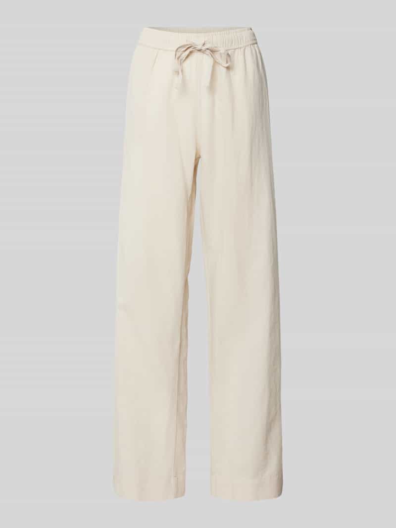 Spodnie lniane o kroju straight fit z wpuszczanymi kieszeniami model ‘Sonar’