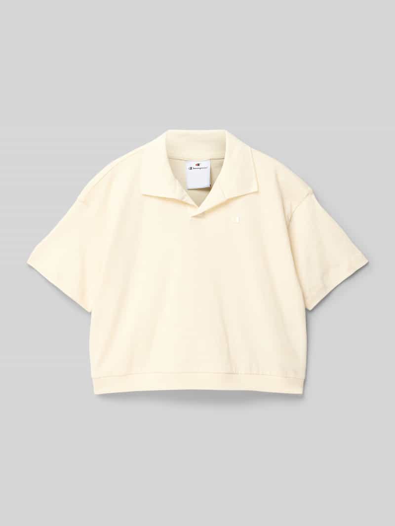 T-shirt z wykładanym kołnierzem