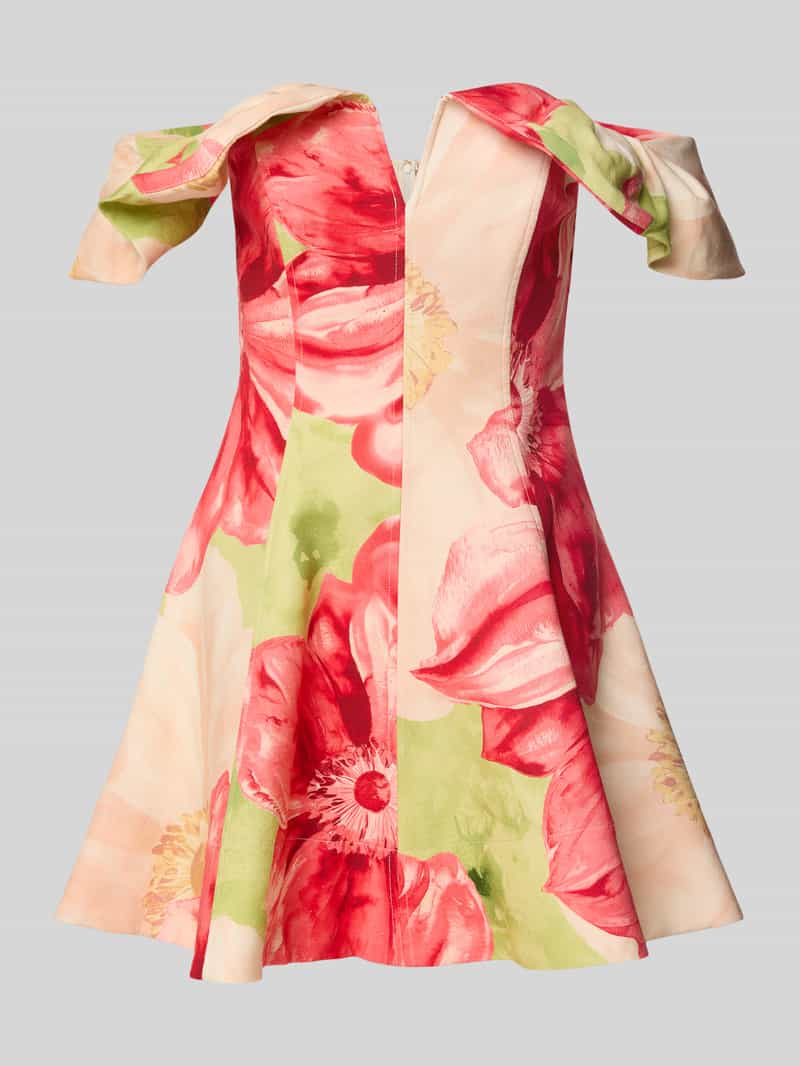 Sukienka koktajlowa lniana z dekoltem w serek model ‘ZAHLI’