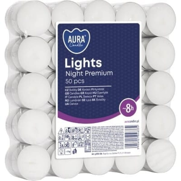 Bispol Lights Night Premium, pogrzewacze bezbarwne, 50 szt.