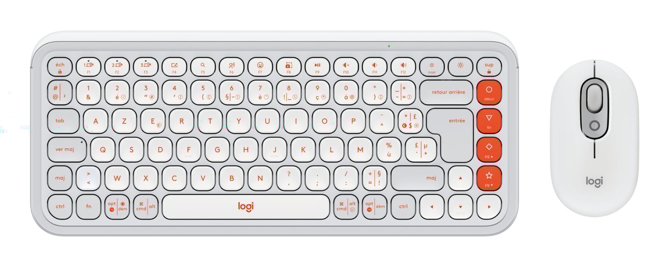Logitech POP Icon Combo klawiatura Dołączona myszka Uniwersalne Bluetooth AZERTY Francuski Pomarańczowy, Biały 920-013110
