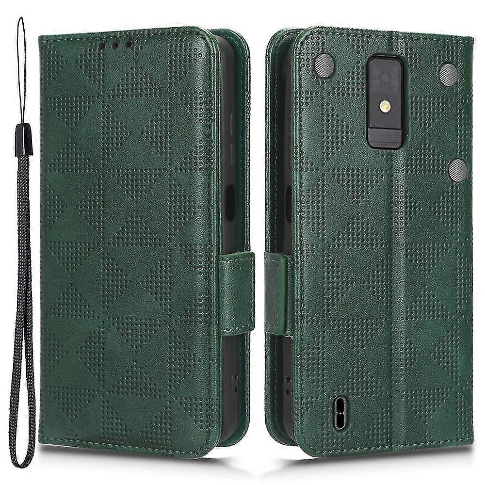 Etui na telefon z portfelem do ZTE Blade A32 Skórzany pokrowiec z klapką Nadrukowana trójkątna obudowa telefonu ze stojakiem Zielony