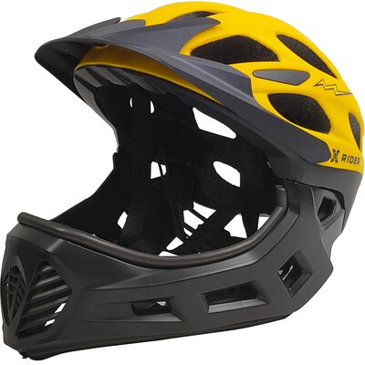 XRIDER XR00KFH01 Czarno-żółty Full Face dla Dzieci z odpinaną szczęką ( S)