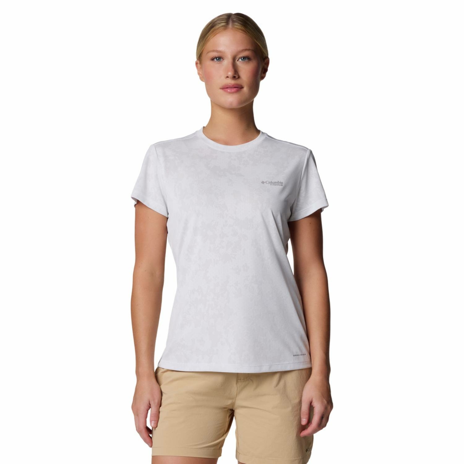 Damska koszulka szybkoschnąca Columbia Bluebird Canyon Short Sleeve Crew white - L