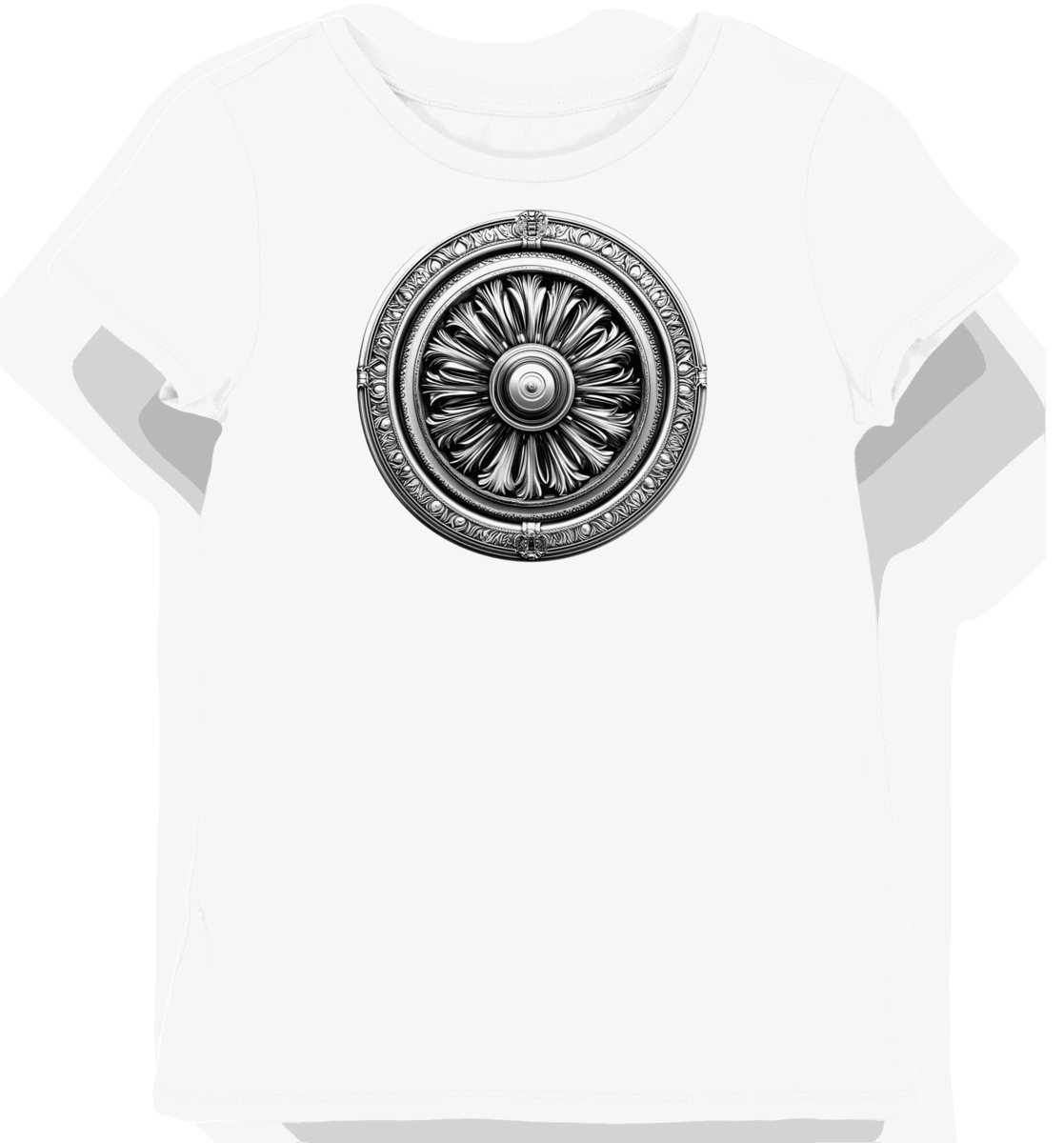 Koszulka damska biała z grafiką eleganckiego silnika XS