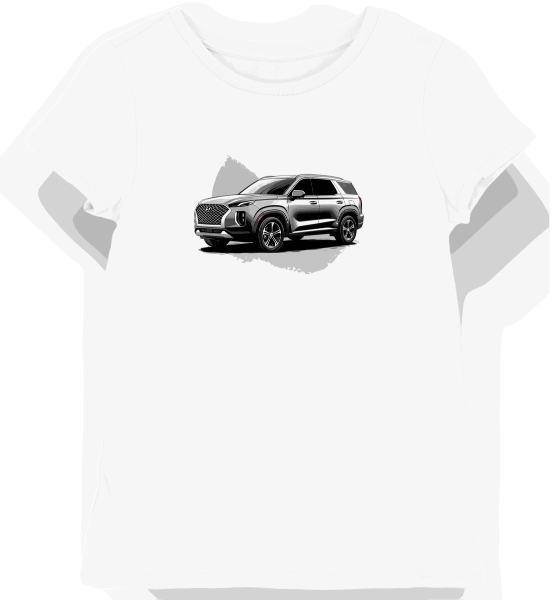 Koszulka damska biała z motywem eleganckiego SUV-a S