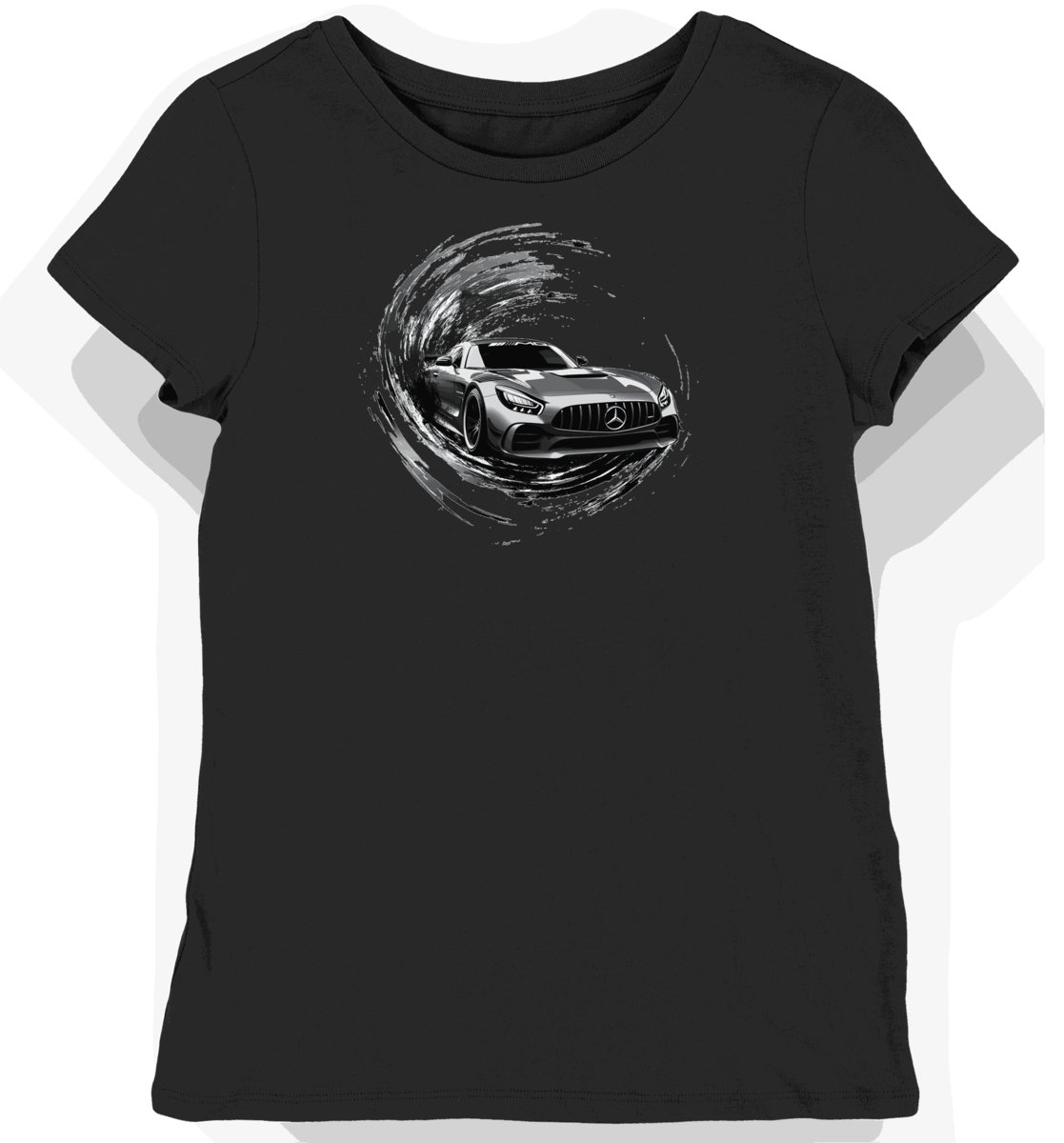Motorsportowa Ekscytacja: Koszulka damska czarna z Futurystycznym Mercedesem L