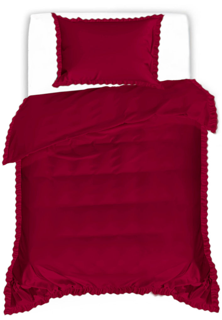 Pościel Z Falbaną 140X200 Czerwona 2934