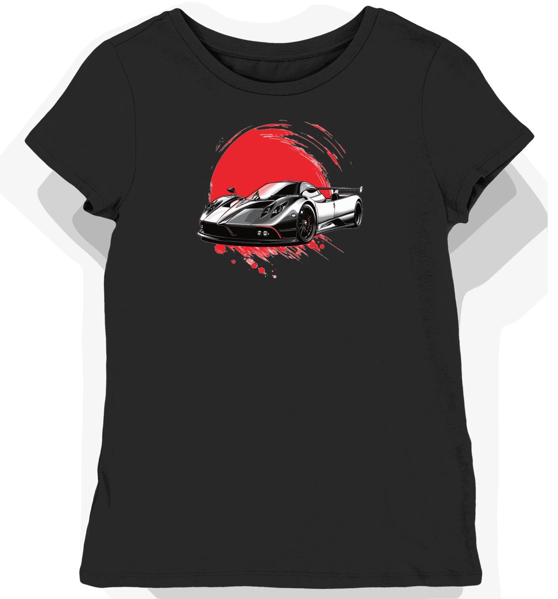 Koszulka damska czarna z motywem sportowego Pagani Zonda L