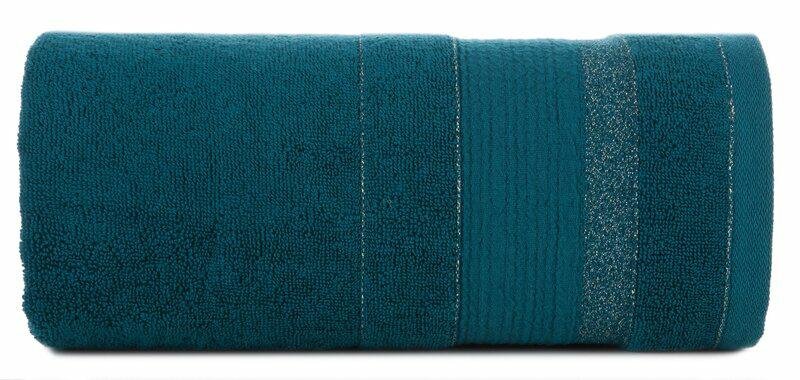Ręcznik April 70x140 turkusowy z żakardową bordiurą z błyszczącą nicią 500 g/m2