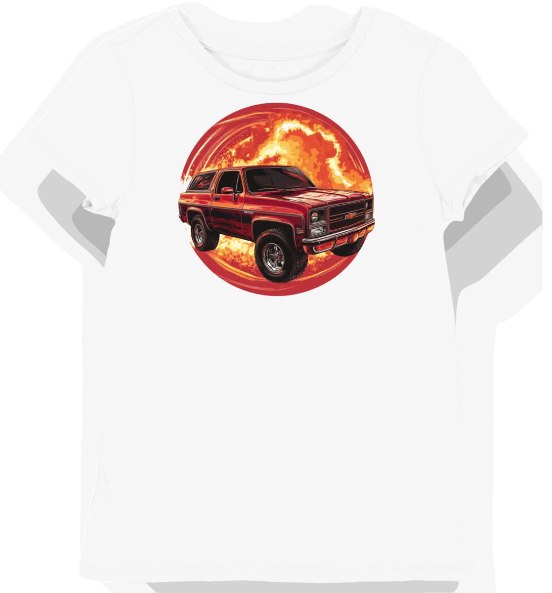 Koszulka damska biała z motywem sportowego SUV-a XS