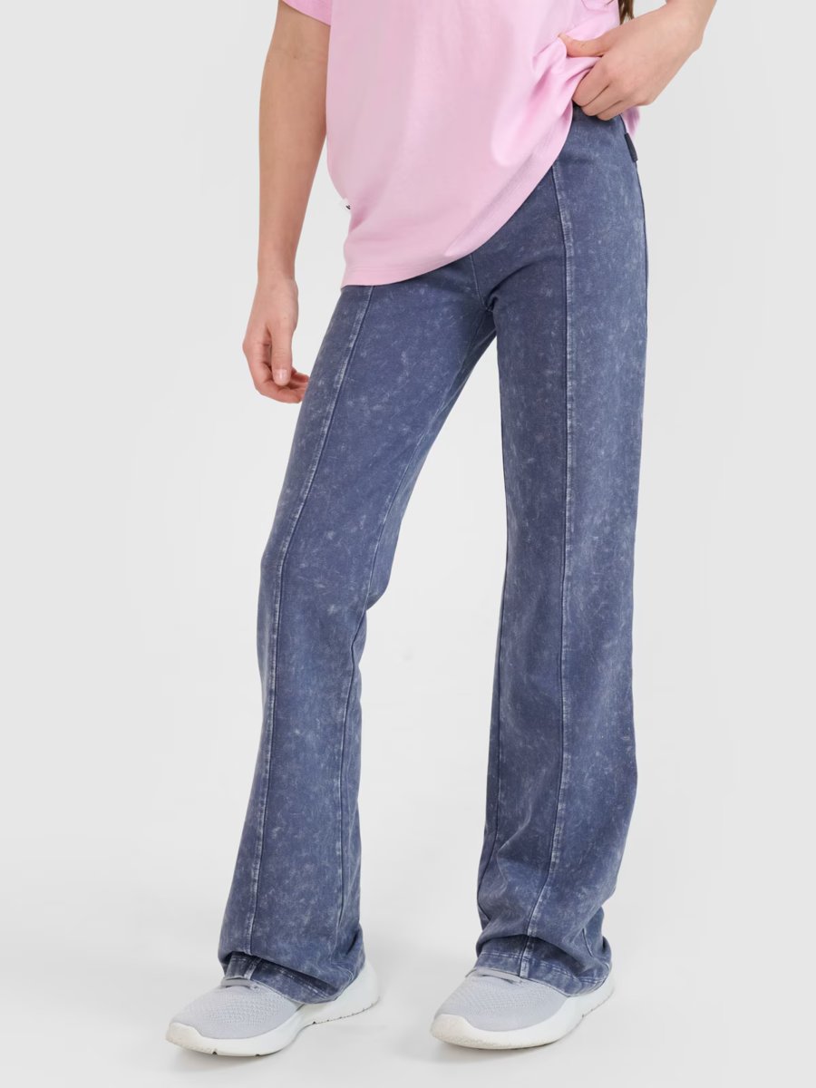 4F Legginsy dzianinowe z efektem acid wash dziewczęce 4FJRSS25TTIGF256-22S Czarny Roz. 152