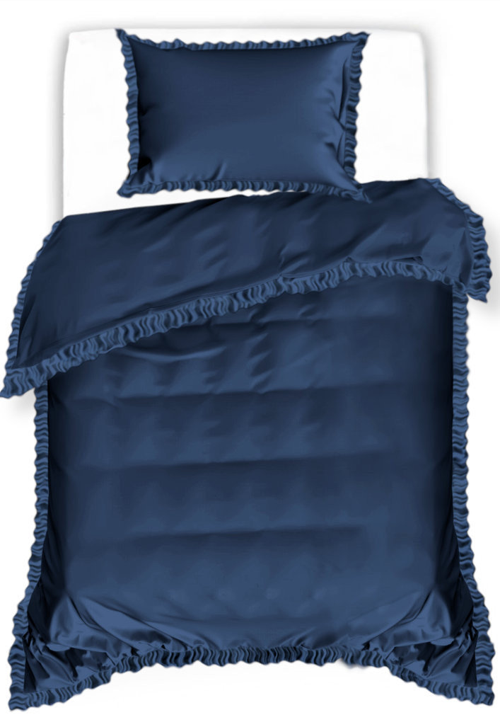 Pościel Z Falbaną 140X200 Granatowa 2931