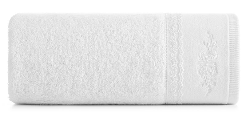 Ręcznik Sisi 50x90 biały zdobiony bordiurą frotte 500 g/m2