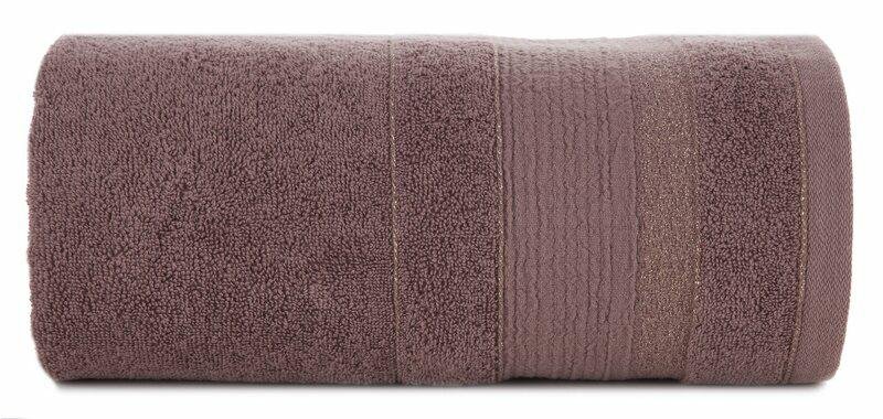 Ręcznik April 30x50 brązowy jasny z żakardową bordiurą z błyszczącą nicią 500 g/m2