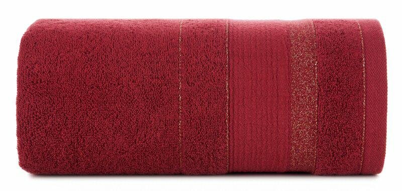 Ręcznik April 50x90 bordowy z żakardową bordiurą z błyszczącą nicią 500 g/m2
