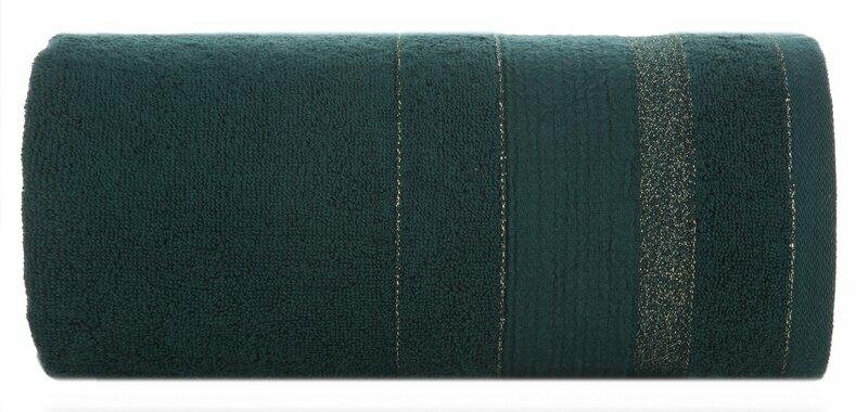 Ręcznik April 30x50 zielony ciemny z żakardową bordiurą z błyszczącą nicią 500 g/m2
