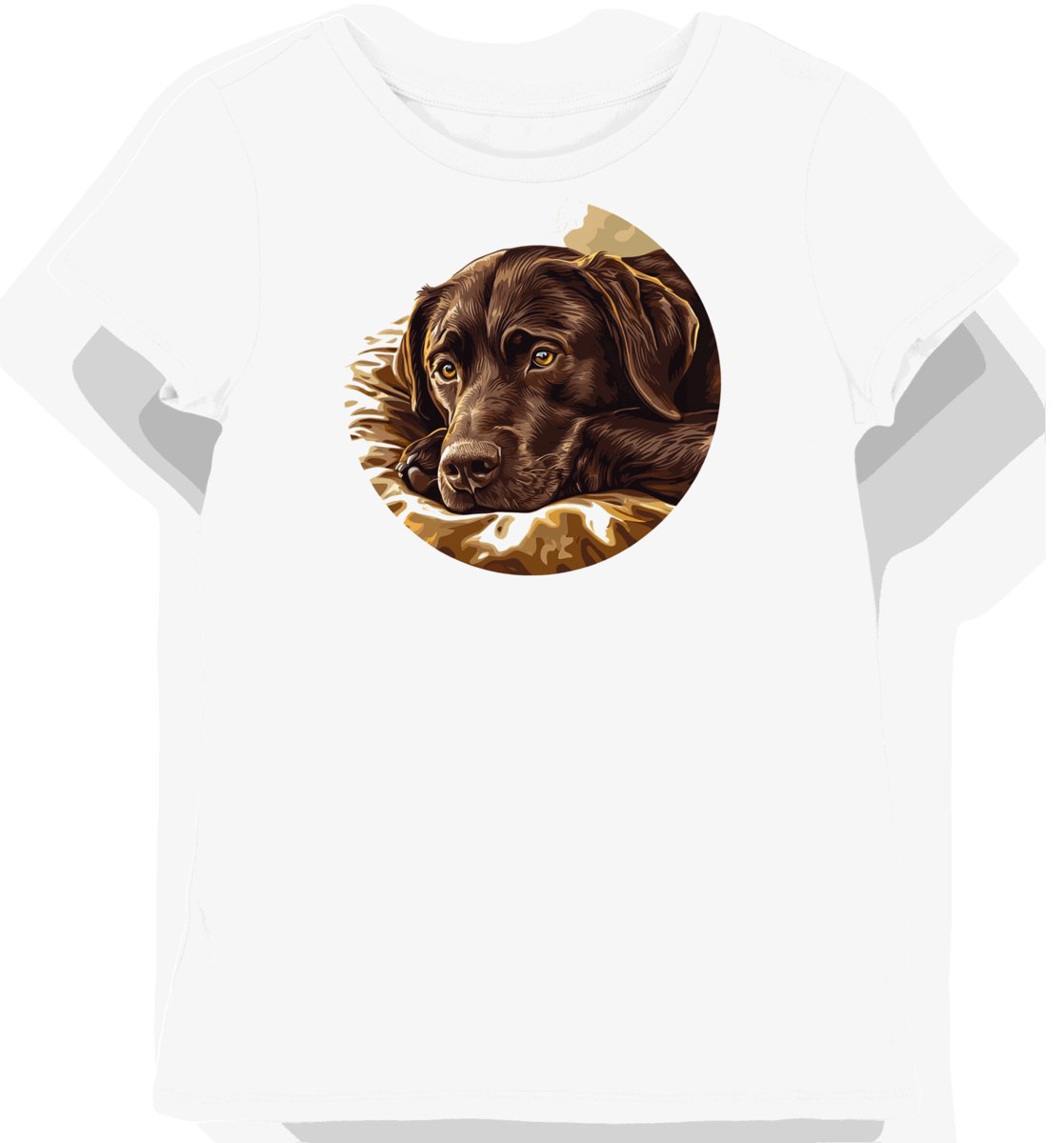 Koszulka damska biała z motywem labradora w czekoladowym odcieniu faliści. L