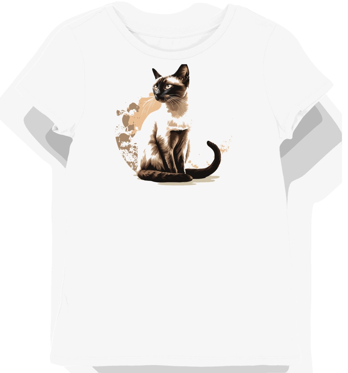 Koszulka damska biała z motywem eleganckiego kota syjamskiego L