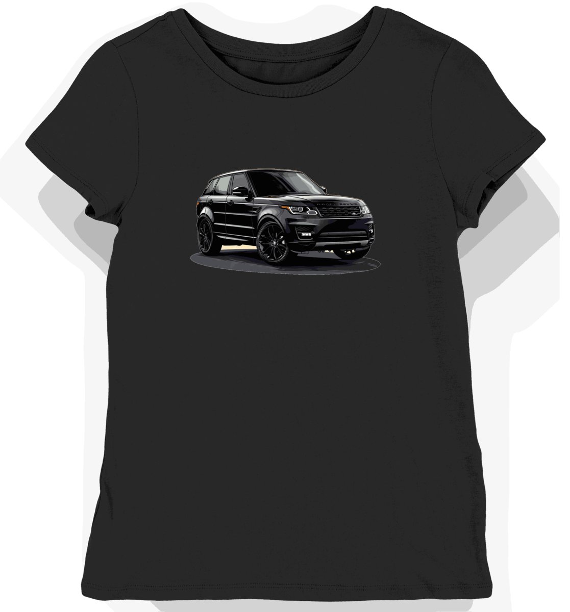 Koszulka damska czarna z eleganckim wzorem SUV w cieniu M