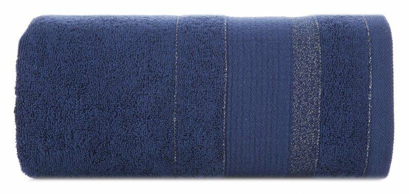 Ręcznik April 30x50 granatowy z żakardową bordiurą z błyszczącą nicią 500 g/m2