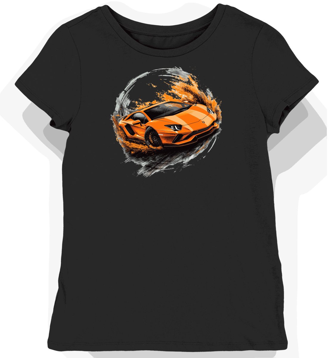 Koszulka damska czarna z dynamicznym sportowym samochodem XS