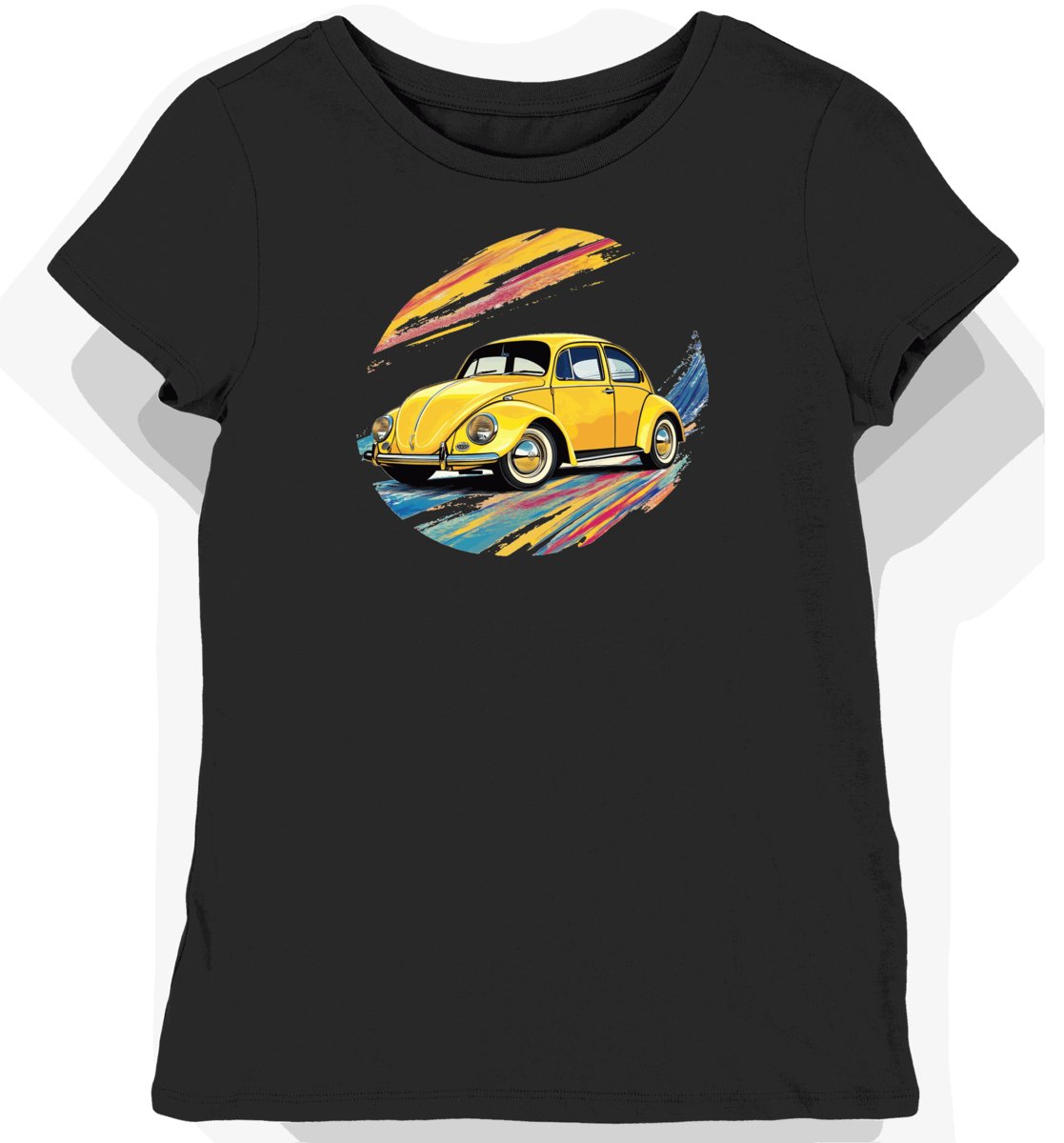 Koszulka damska czarna z Klasycznym Volkswagenem Beetle 1965 S