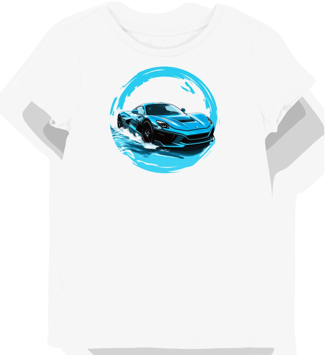 Koszulka damska biała z dynamicznym stylem sportowego auta XL