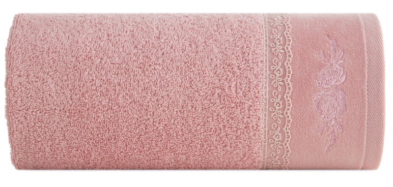 Ręcznik Sisi 70x140 różowy zdobiony bordiurą frotte 500 g/m2