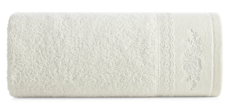 Ręcznik Sisi 70x140 kremowy zdobiony bordiurą frotte 500 g/m2