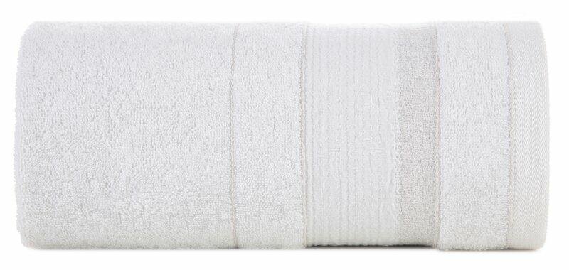 Ręcznik April 50x90 biały z żakardową bordiurą z błyszczącą nicią 500 g/m2