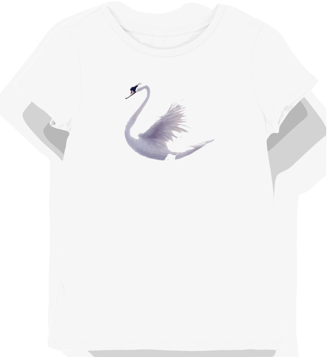 Koszulka damska biała z motywem eleganckiego łabędzia i białych piór XL