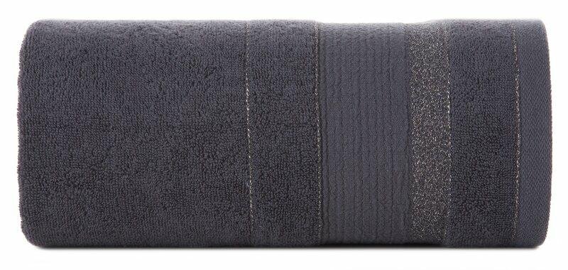 Ręcznik April 30x50 grafitowy z żakardową bordiurą z błyszczącą nicią 500 g/m2