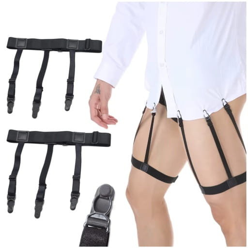 Szelki do koszuli męskie uniwersalne antypoślizgowe regulowane czarne