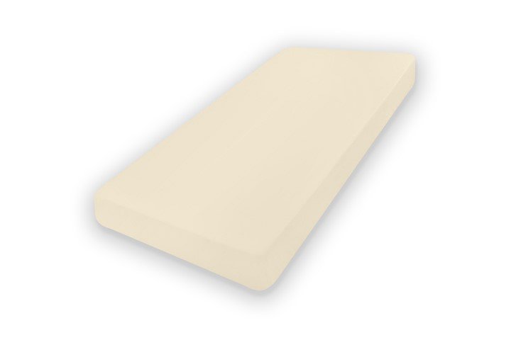 Prześcieradło jersey 210/220x190/200 kremowe z gumką na wysoki materac 30 cm Jersey