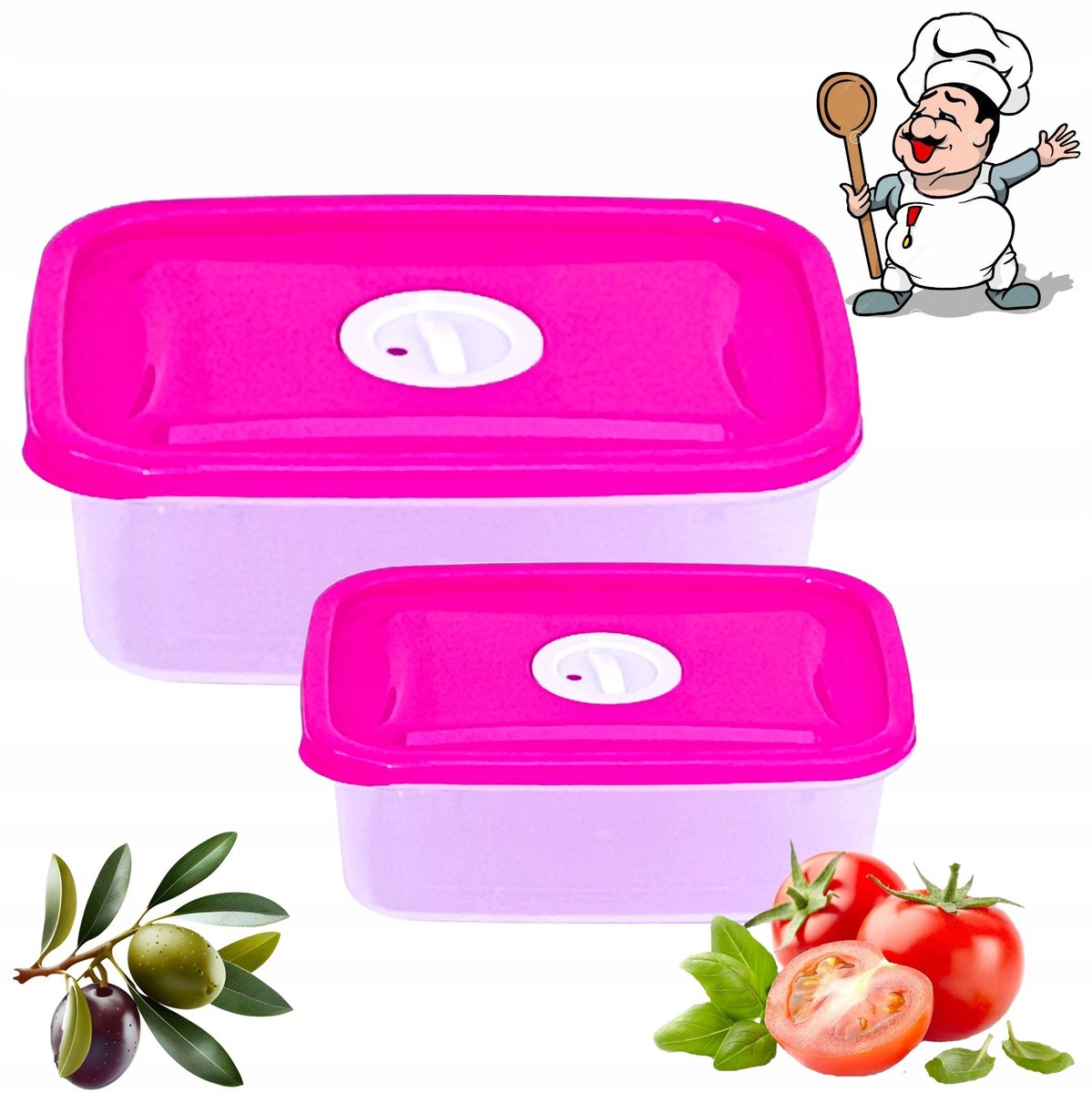 ZESTAW 2 szt. POJEMNIKÓW DO ŻYWNOŚCI 1600ml +540ml DO LODÓWKI MOKROFALI