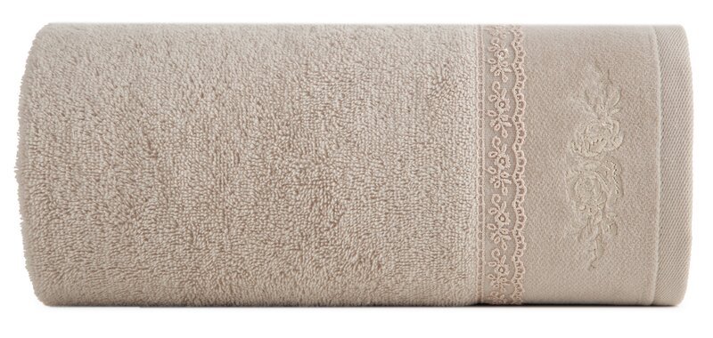Ręcznik Sisi 70x140 beżowy zdobiony bordiurą frotte 500 g/m2