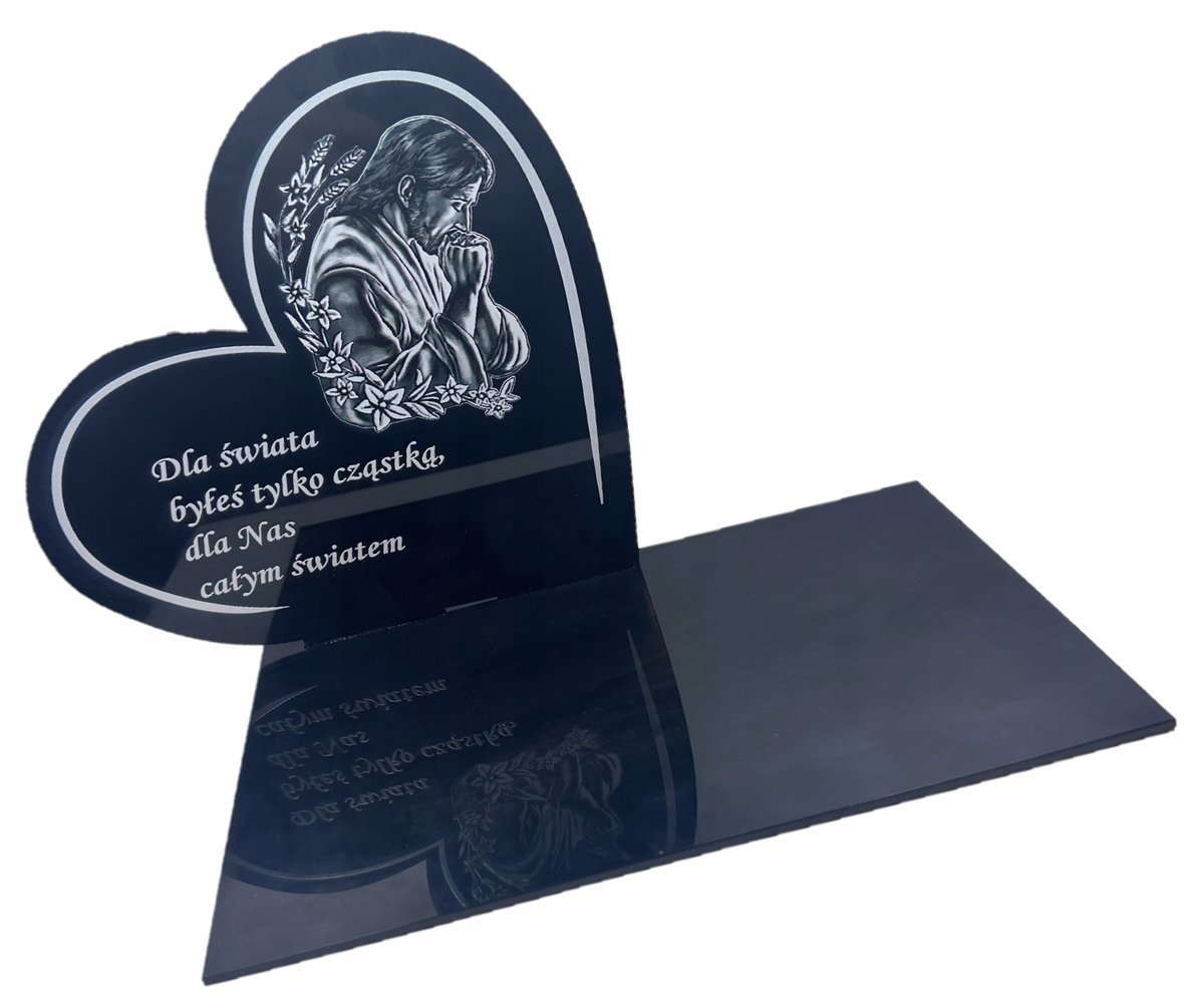 Podstawka pod znicz SERCE z dedykacją szkło akrylowe UV odporne