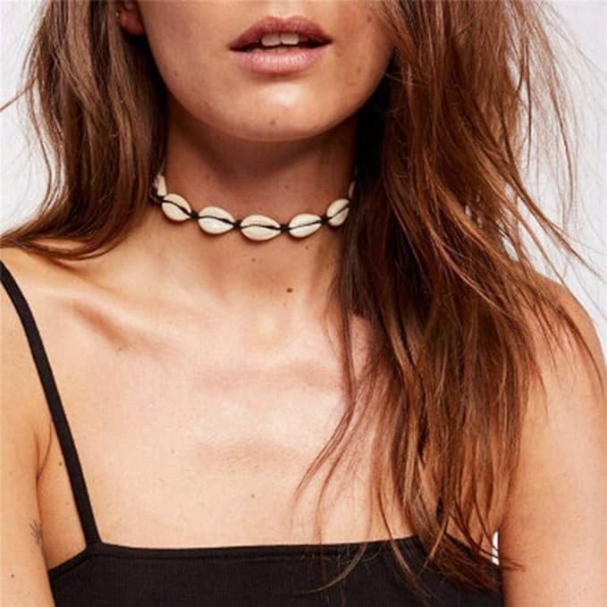 NASZYJNIK MUSZLE SEASHELL CHOKER BOHO 35 CM