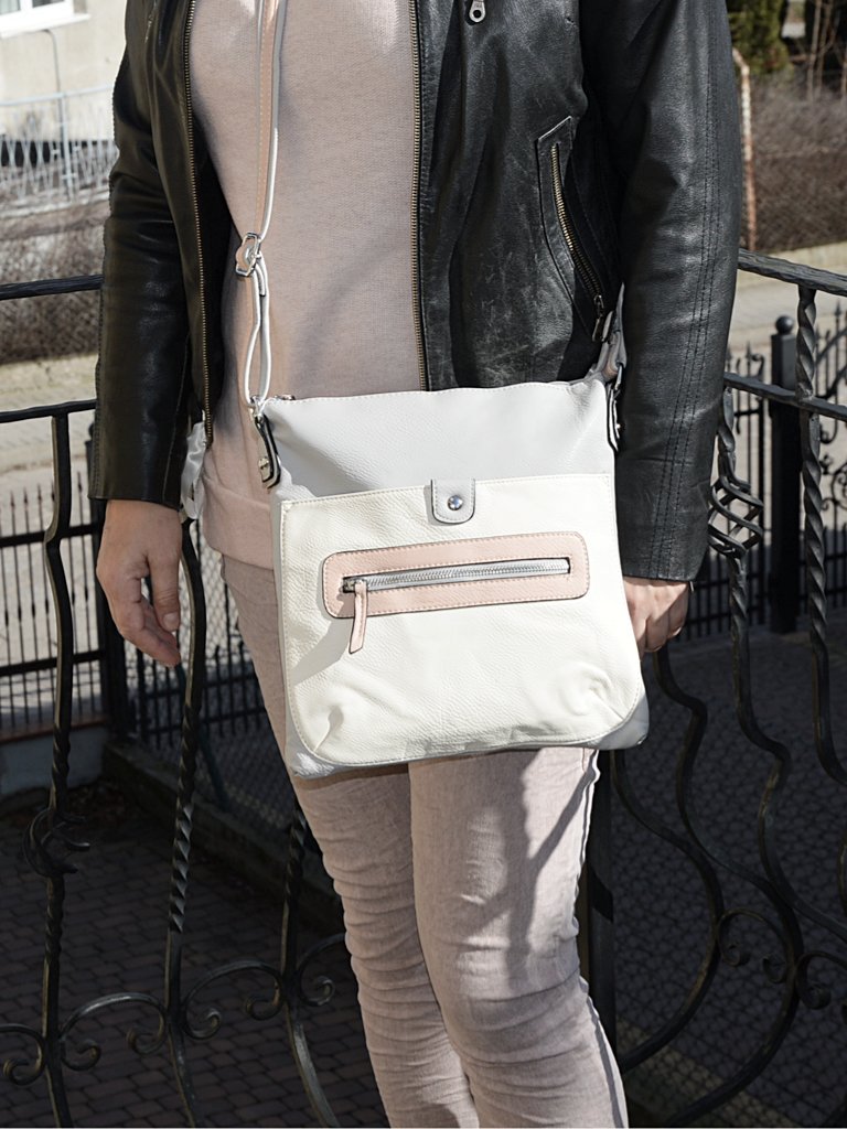 TOREBKA DAMSKA LISTONOSZKA SZARO-KREMOWA