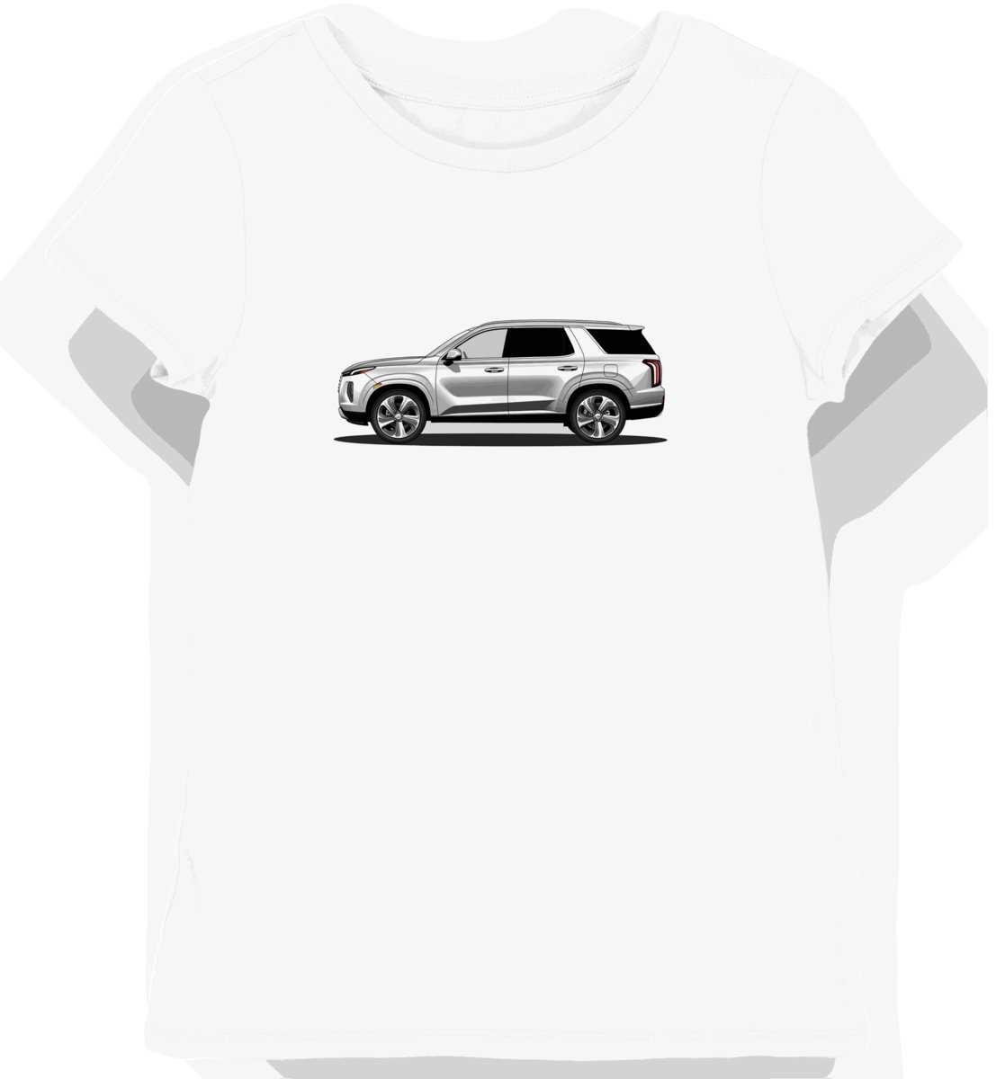 Koszulka damska biała z eleganckim motywem SUV Hyundai M