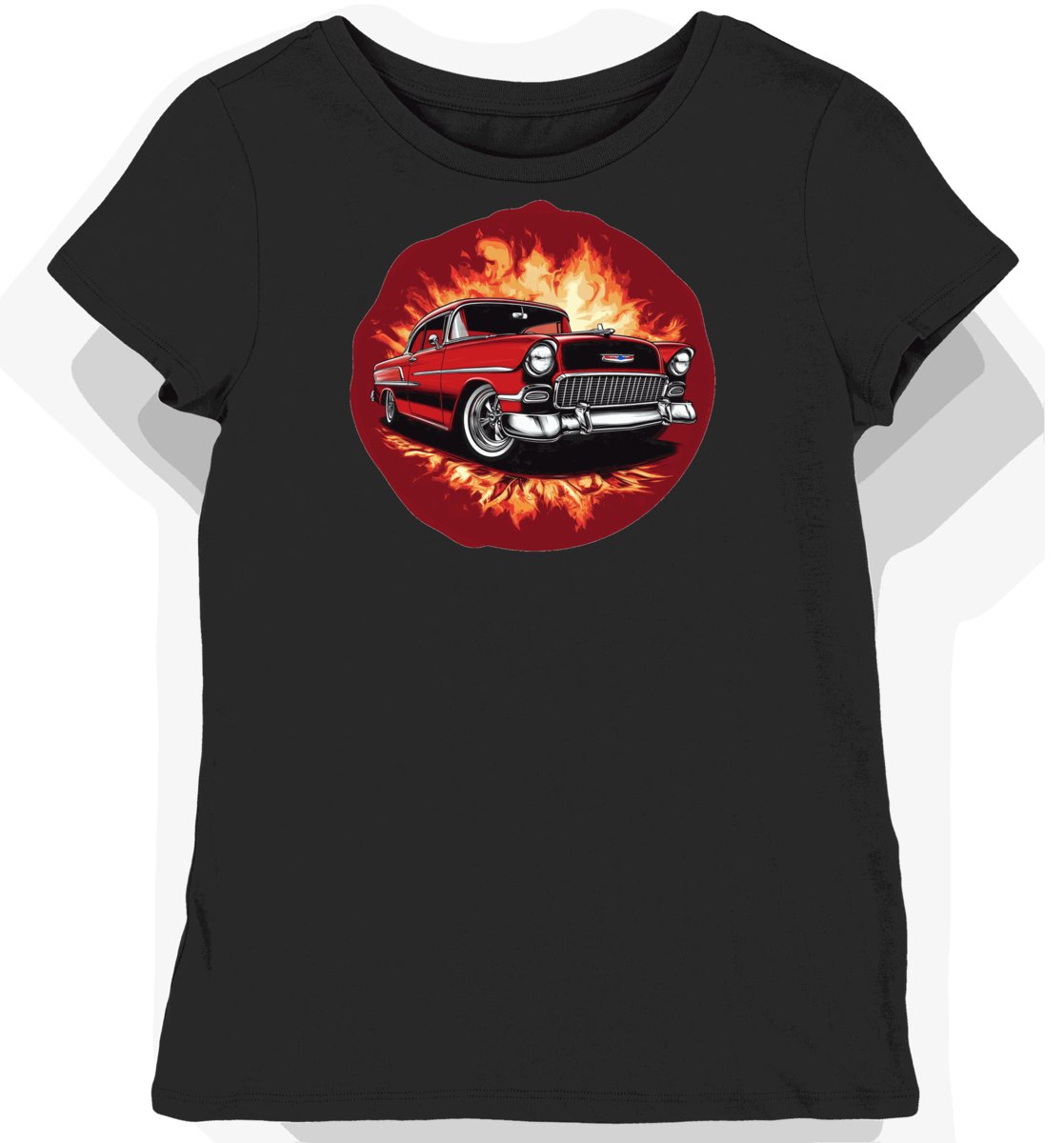 Koszulka damska czarna z Klasycznym Motywem Chevrolet Bel Air XL