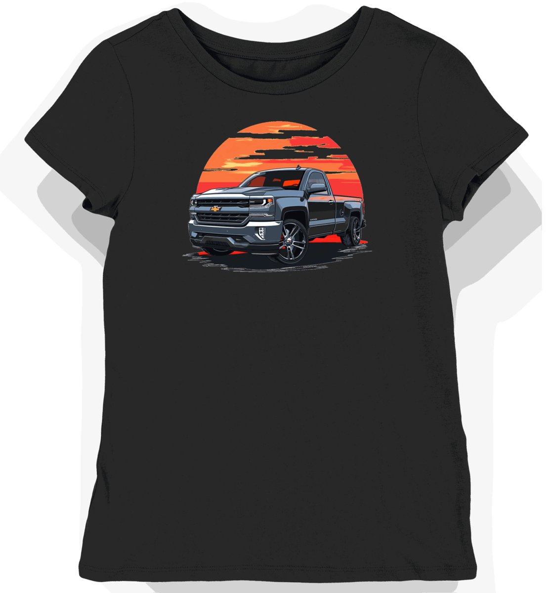 Koszulka damska czarna z Motywem Silverado w Stylu Motorowym S