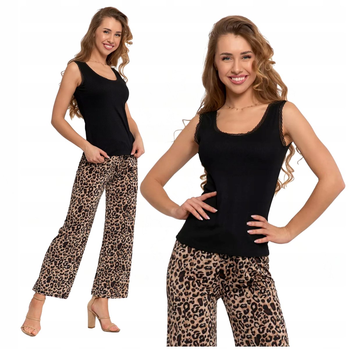 Elegancki TOP DAMSKI Bokserka Koronkowe Wykończenie Prążkowany MORAJ 3XL