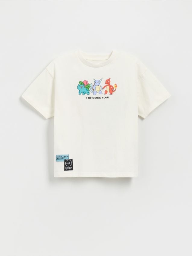 Reserved - T-shirt Pokémon - złamana biel