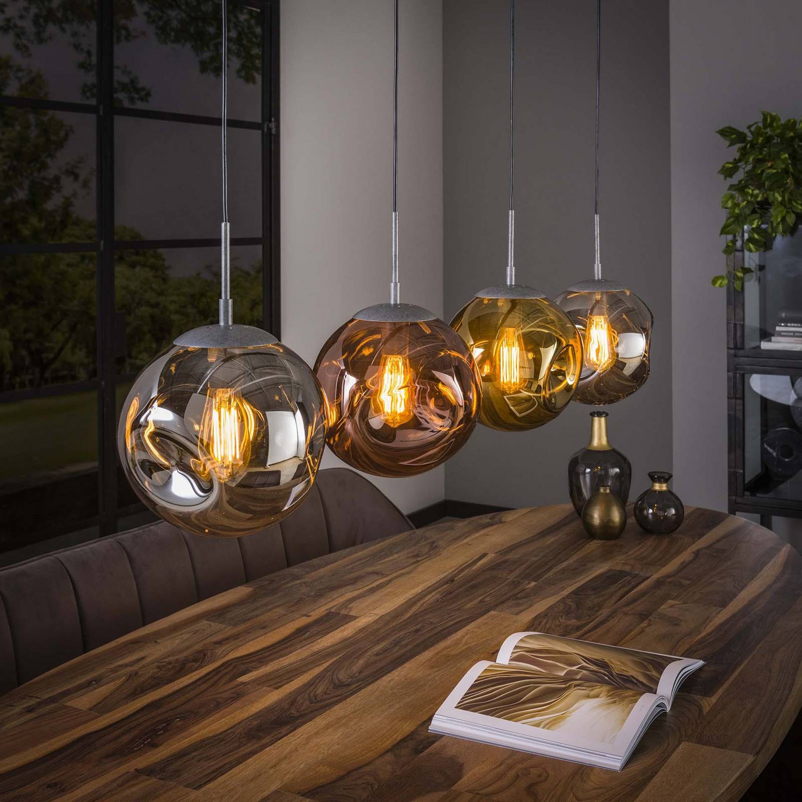 ZIJLSTRA Lampa wisząca szklana Stellar, możliwość ściemniania, multikolor, salon / jadalnia, szkło
