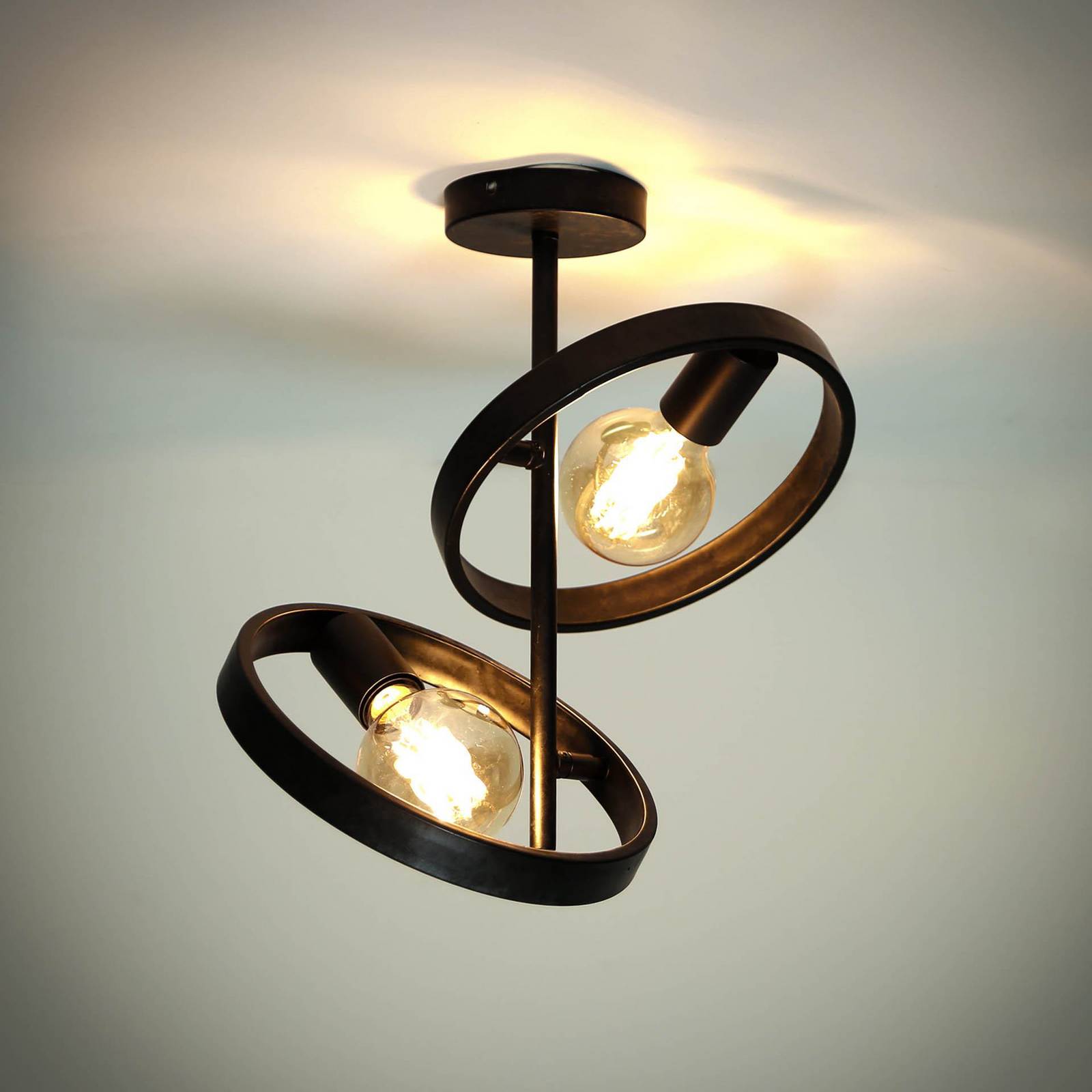 ZIJLSTRA Lampa sufitowa Ringelbach, możliwość ściemniania, czarny, salon / jadalnia, metal, nowoczesny